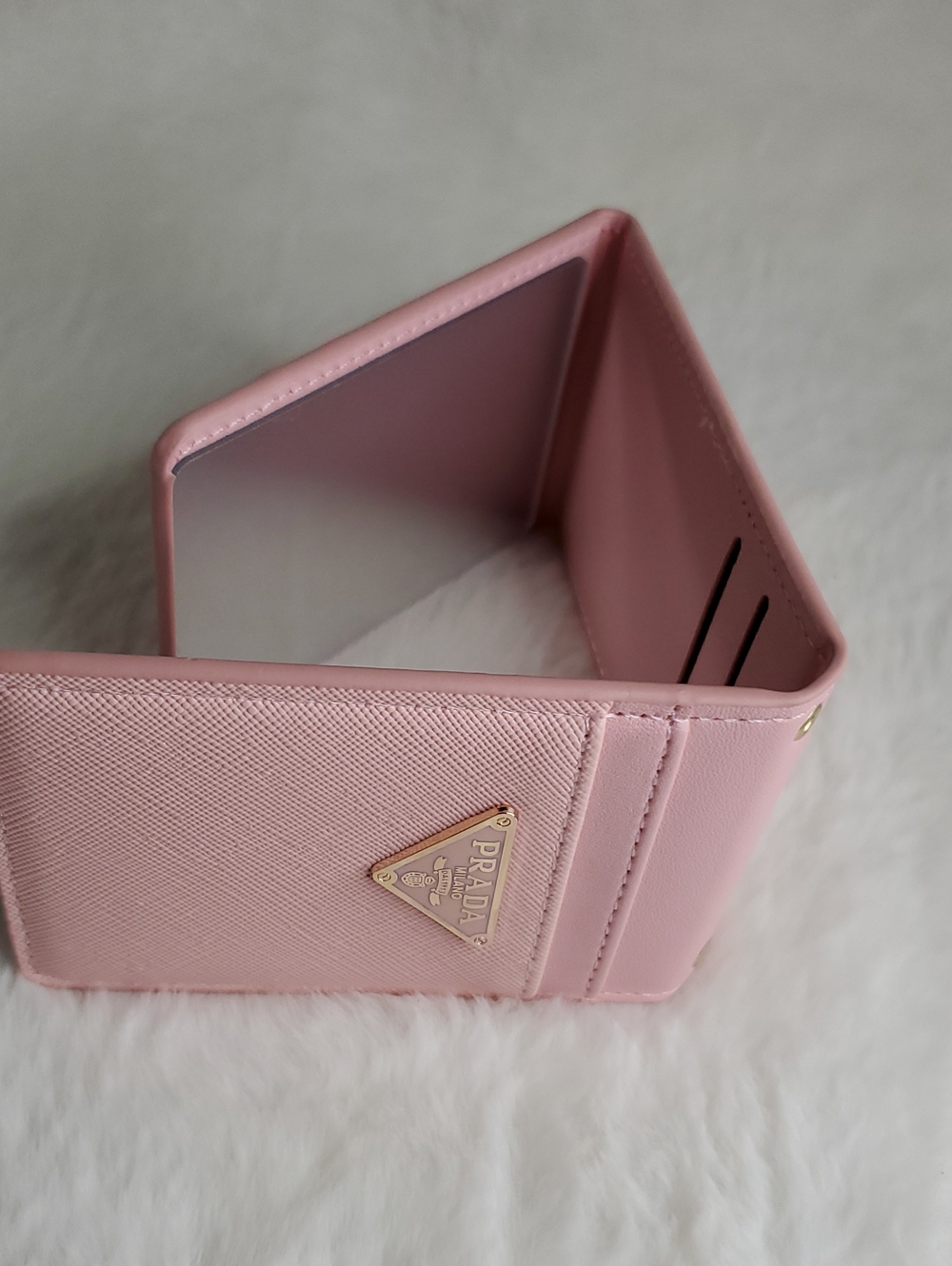 Pra Pink Flip Wallet with Gold Logo